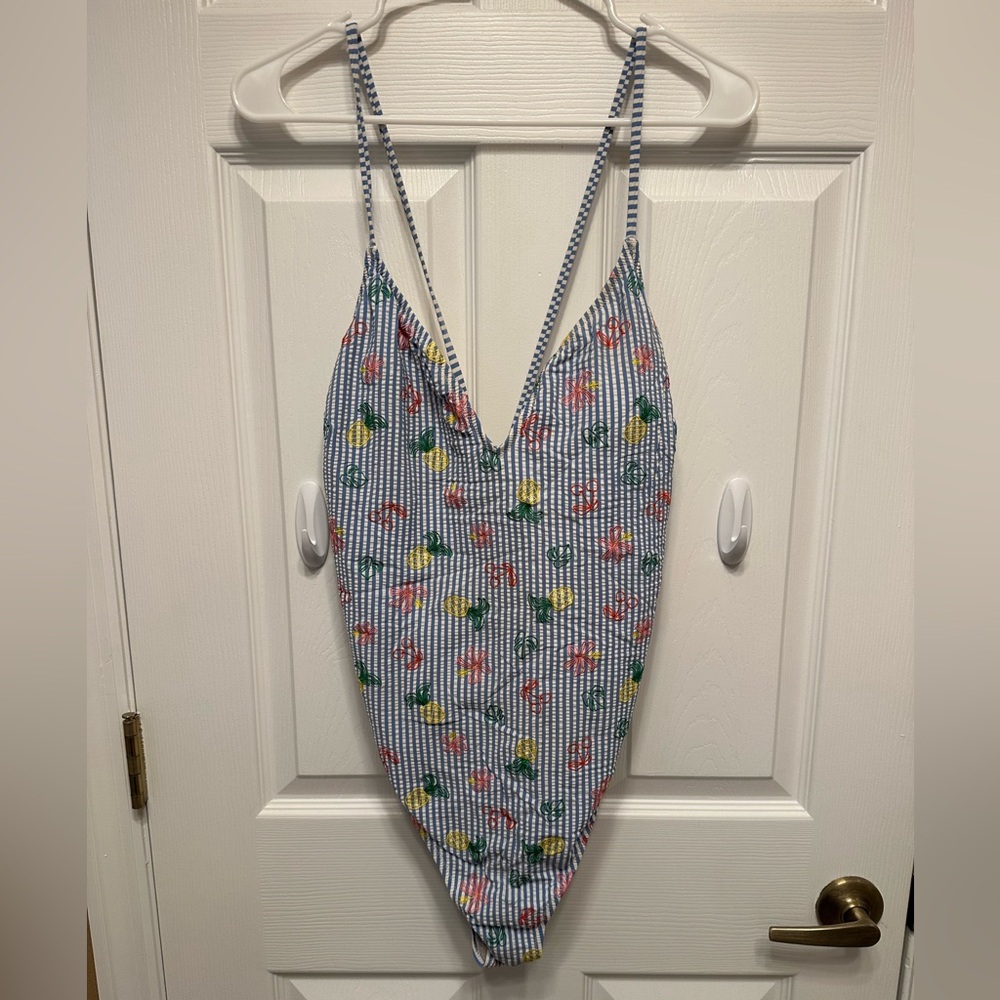 J. Crew Striped One Piece Swimsuit